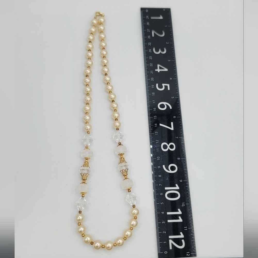 Vintage Necklaces Cream Faux Pearl Goldtone Set of 2 #1232 & 1233 - Picture 15 of 16